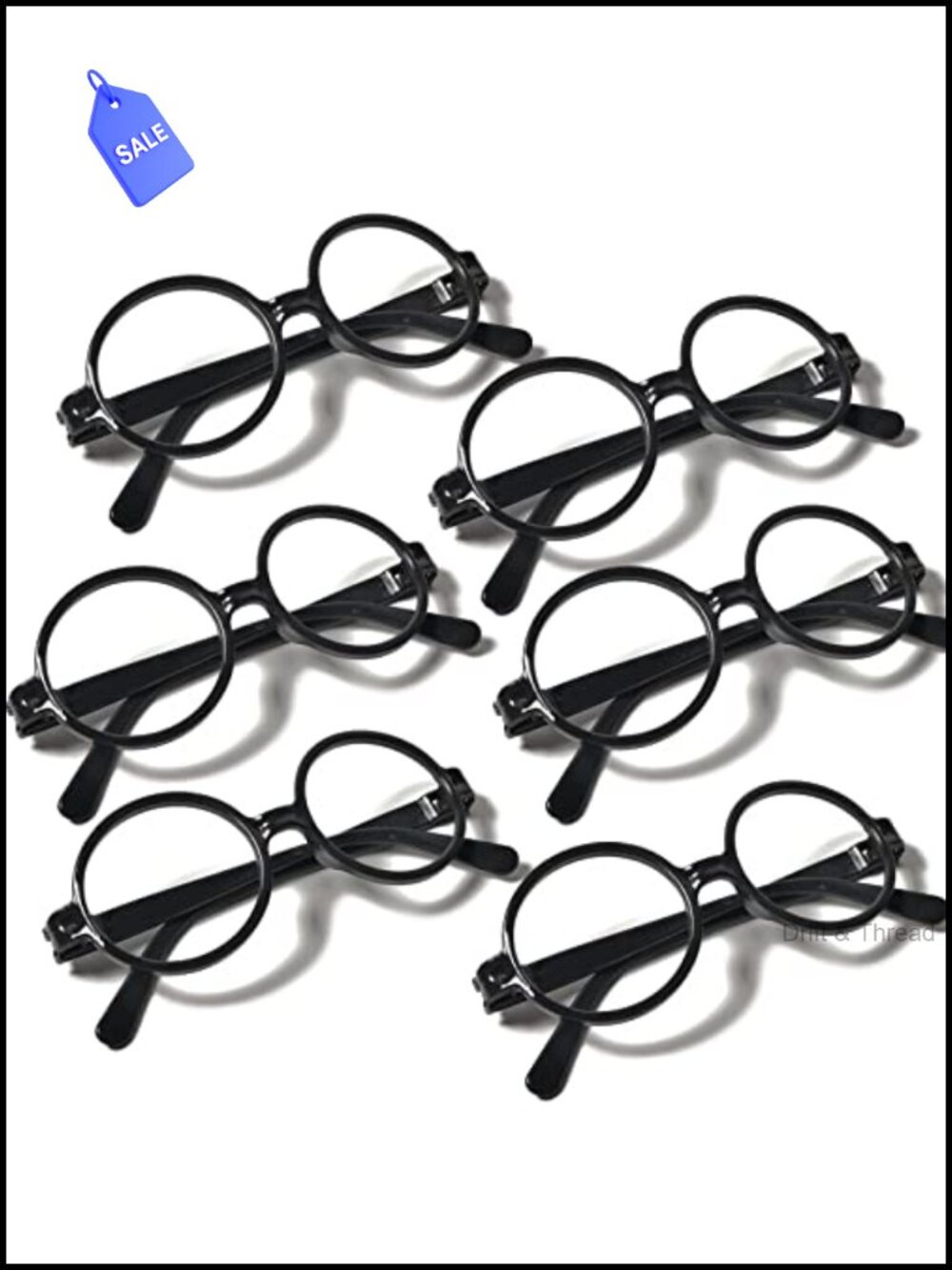 6 Pack Round Lensless Glasses Wizard Cosplay Party Favor